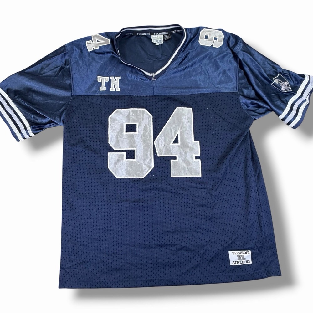 Vtg Y2K Technine Snowboard Football Jersey Mens L #94 Blue Streetwear Mesh